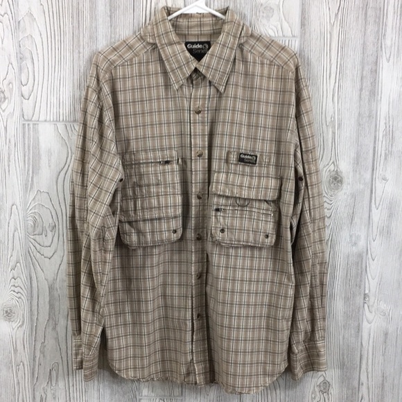 Guide Series Mens Small Tan Plaid Outdoors Shirt - Picture 1 of 8